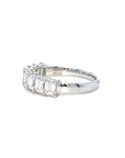 18K White Gold Emerald Shape Half Eternity Diamond Ring