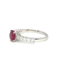 18K White Gold Large Pave Round Ruby Diamond Ring
