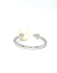 18K White Gold Open Needle Pearl Diamond Ring