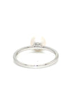 18K White Gold Simple Pave Pearl Diamond Ring