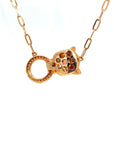 18K Rose Gold Circle Leopard Head Diamond Necklace