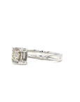 18K White Gold Cushion Illusion Gradual Side Diamond Ring
