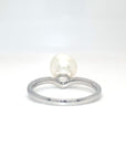 18K White Gold Classic V Shape Pearl Diamond Ring