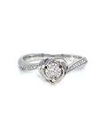 18K White Gold Heart Swirl Diamond Ring