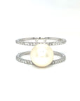 18K White Gold Double Deck Pearl Diamond Ring