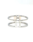 18K White Gold Double Deck Pearl Diamond Ring