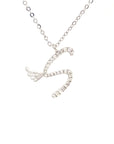 18K White Gold Stylish Wings Alphabet S Full Diamond Necklace