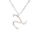 18K White Gold Stylish Wings Alphabet S Full Diamond Necklace