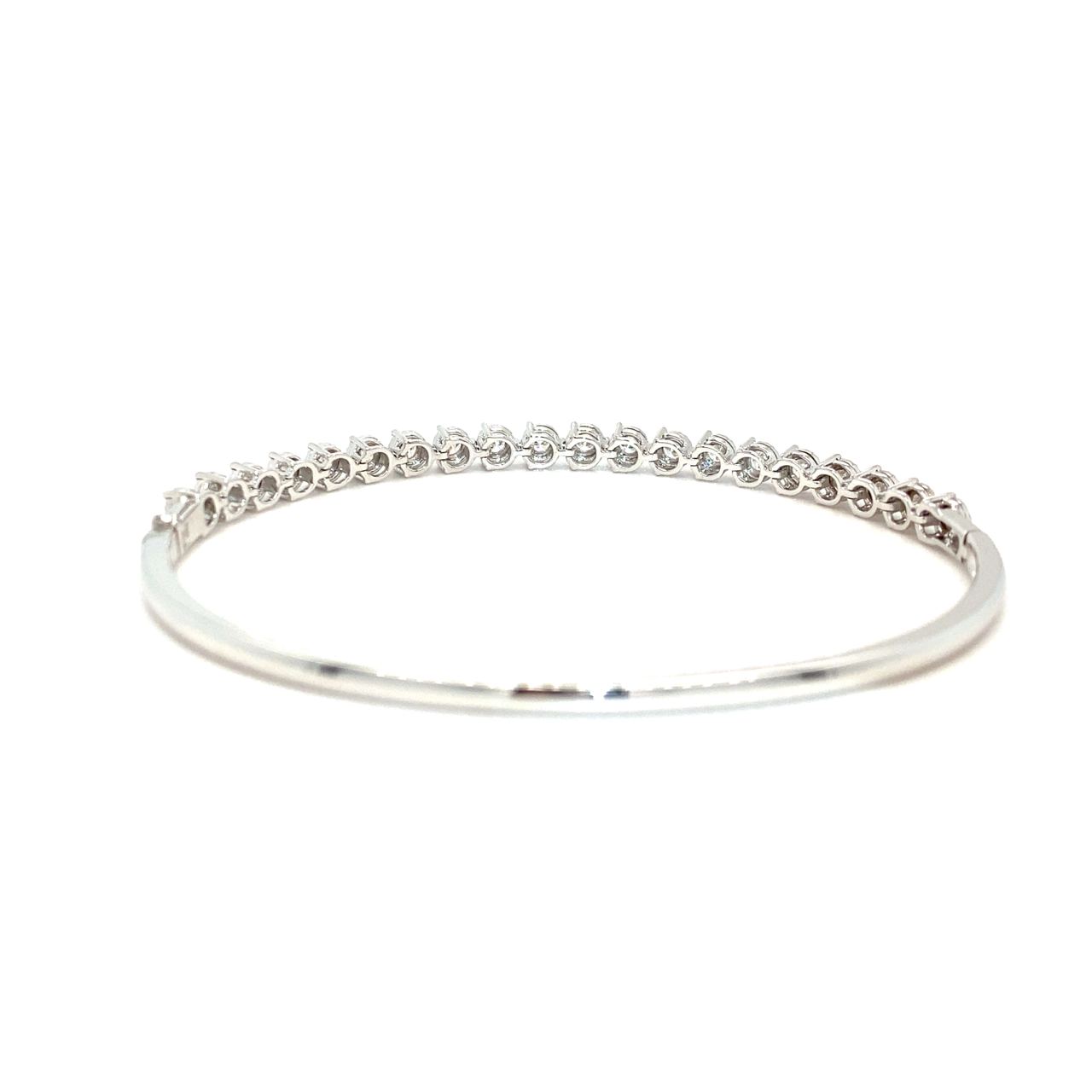 18K White Gold Half Tennis Illusion Triple Prongs Diamond Bangle