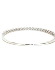 18K White Gold Half Tennis Illusion Triple Prongs Diamond Bangle