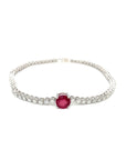 18K White Gold Round Ruby Slim Tennis Diamond Bracelet
