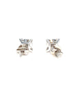 18K White Gold Simple Illusion Max Square Diamond Earrings