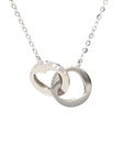 18K White Gold Double Heart Inter-Locking Diamond Necklace