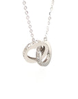 18K White Gold Double Heart Inter-Locking Diamond Necklace