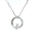 18K White Gold T Round Diamond Necklace