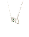 18K White Gold Leopard Heart Diamond Necklace