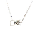 18K White Gold Leopard Heart Diamond Necklace
