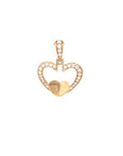 18K Rose Gold Double Inside Heart Diamond Pendant