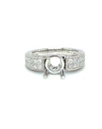 18K White Gold Top High Square Prongs Diamond Ring