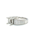 18K White Gold Top High Square Prongs Diamond Ring