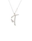 18K White Gold Stylish Wings Alphabet T Full Diamond Necklace