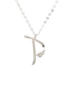 18K White Gold Stylish Wings Alphabet T Full Diamond Necklace