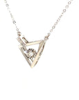 18K White Gold Sharp Triangle Dancing Stone Diamond Necklace