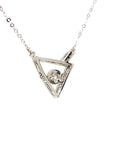 18K White Gold Sharp Triangle Dancing Stone Diamond Necklace