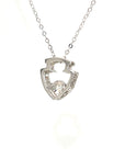 18K White Gold Open V Dancing Stone Diamond Necklace