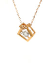 18K Rose Gold Geometry Dancing Stone Diamond Necklace
