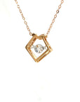 18K Rose Gold Geometry Dancing Stone Diamond Necklace