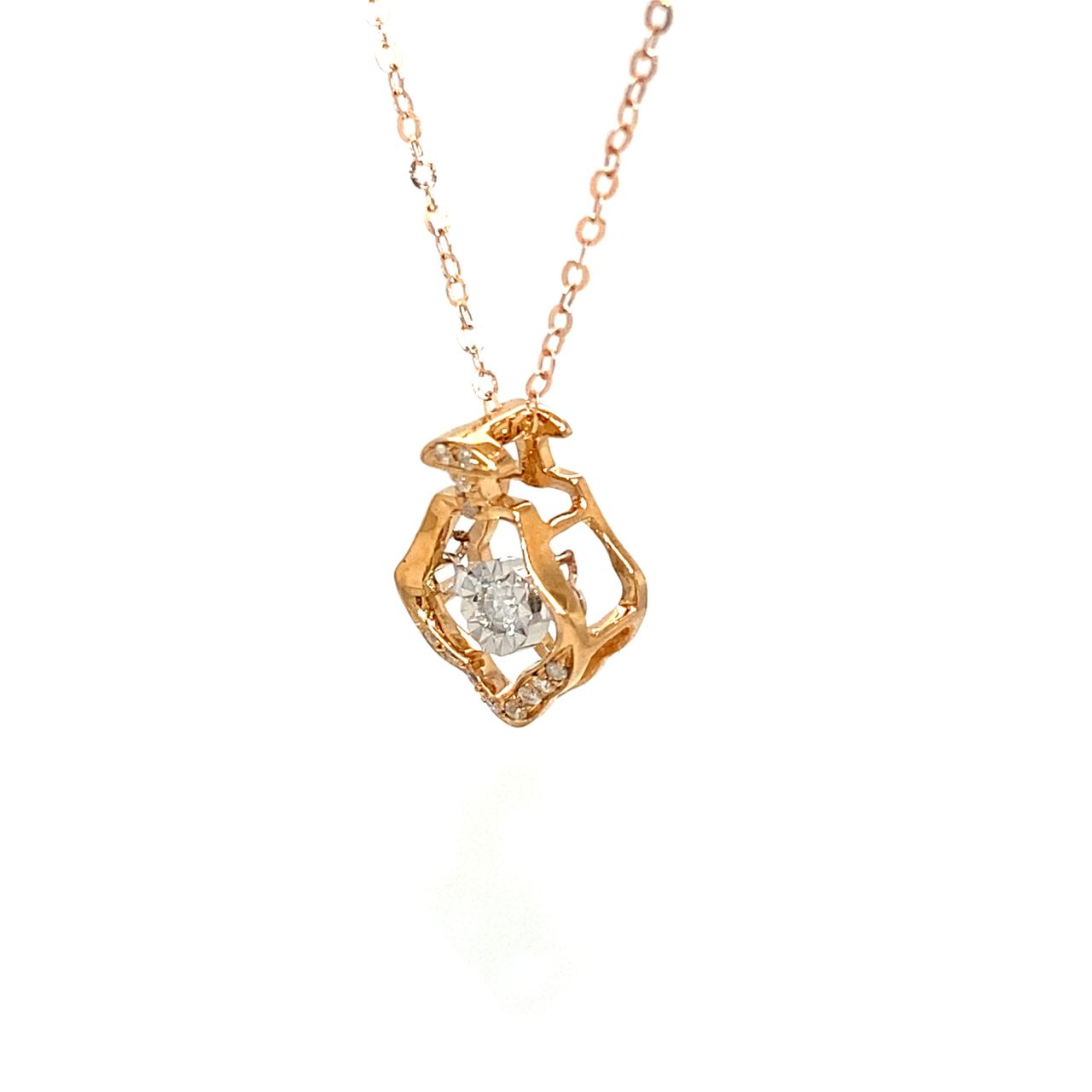 18K Rose Gold Anchor Dancing Stone Diamond Charms Pendant