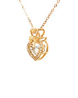 18K Rose Gold Double Swans Geometry Dancing Stone Diamond Necklace