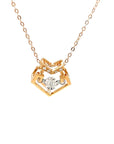 18K Rose Gold Open Heart Dancing Stone Diamond Necklace