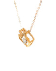 18K Rose Gold Open Heart Dancing Stone Diamond Necklace