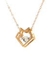 18K Rose Gold Open Heart Dancing Stone Diamond Necklace