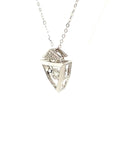 18K White Gold Sharp Pentagon Dancing Stone Diamond Necklace