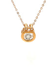 18K Rose Gold Round Robot Dancing Stone Diamond Necklace