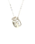 18K White Gold Round Robot Dancing Stone Diamond Necklace