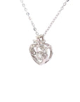 18K White Gold Two Leaf Heart Dancing Stone Diamond Necklace