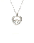 18K White Gold Apple Heart Dancing Stone Diamond Necklace