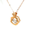 18K Rose Gold Pentagon Geometry Dancing Stone Diamond Necklace