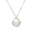 18k White Gold Pear Circle Dancing Stone Diamond Necklace