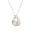 18k White Gold Pear Circle Dancing Stone Diamond Necklace