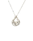 18k White Gold Pear Circle Dancing Stone Diamond Necklace