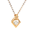 18K Rose Gold Sharp pentagon Dancing Stone Diamond Necklace