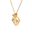 18K Rose Gold Sharp pentagon Dancing Stone Diamond Necklace