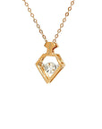 18K Rose Gold Sharp pentagon Dancing Stone Diamond Necklace