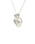 18K White Gold Sharp pentagon Dancing Stone Diamond Necklace