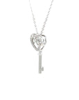 18K White Gold Heart Key Illusion Setting Dancing Stone Diamond Necklace